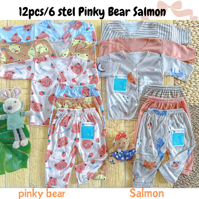Baju Paket 6 Stel / 12 Lembar Baju Celana Bayi Piyama Baru Lahir Newborn - Image 17